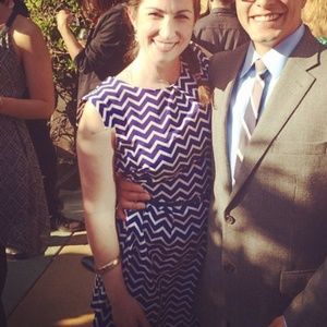 Speechless Blue & White Chevron Print Dress